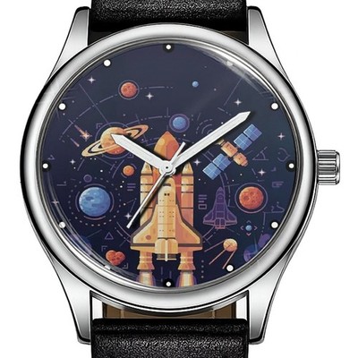Space Shuttle Moon Lover seltene trendige 38mm Zifferblatt Armbanduhr