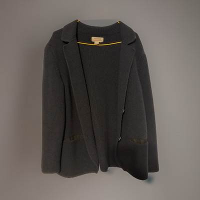 Falconeri Womens Black Knit Collared Button Cardigan Sweater Pockets One Size