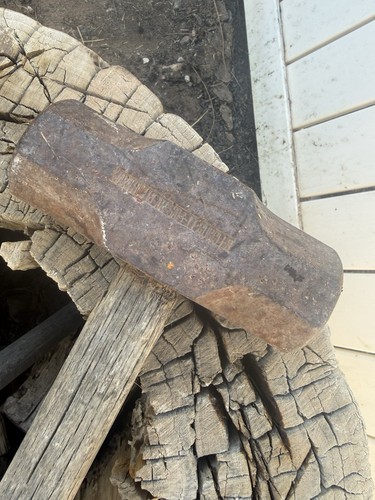 Antique Sledge Mallet Wooden Handle Railroad Made In China Forged Steel Vintage
