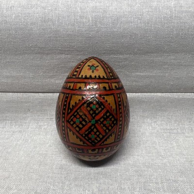 Vtg Pisanki Easter Wood Eggs Hand Painted Laquer European Polish 3.25  Janskov