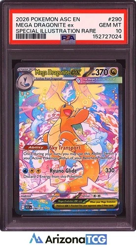 Pokemon 2026 Mega Dragonite ex 290/217 SIR Ascended Heroes GEM MINT PSA 10