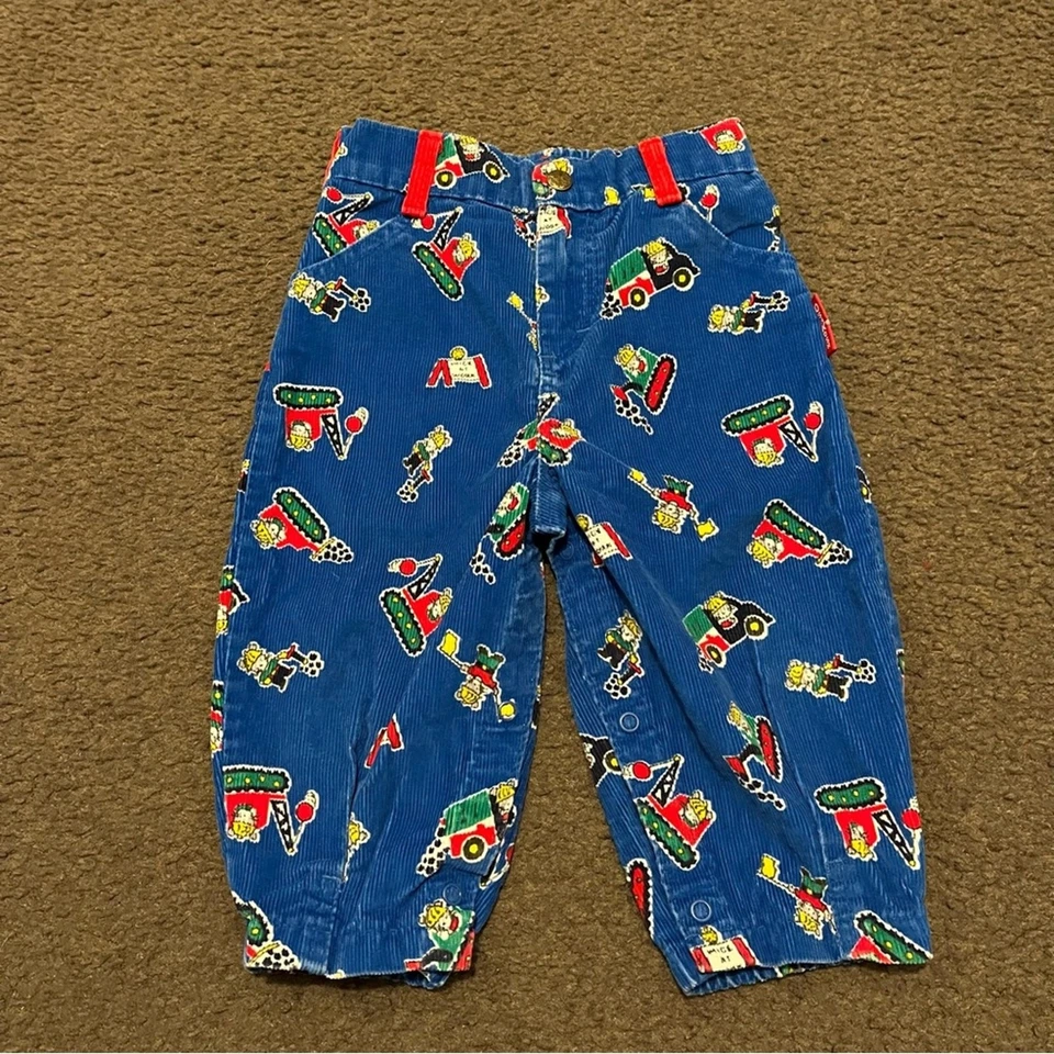 Pantalones de pana vintage con estampado de construcción OshKosh B’Gosh “Mice At Work” Foto 3 de 4