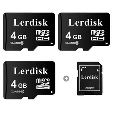 Lerdisk Factory Wholesale Micro SD Card 4GB Pack of 3 in Bulk with SD Adapter...