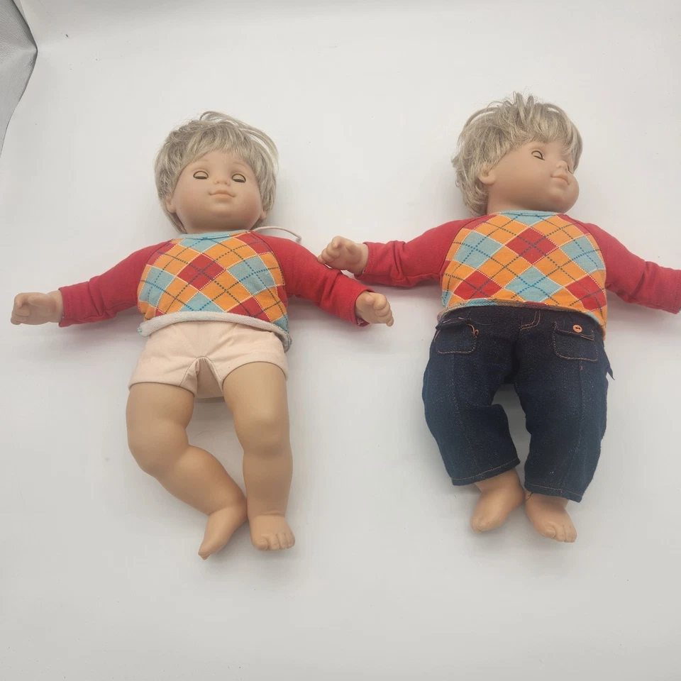 Bitty Baby Twin Boy American Girl Doll Pleasant Company Blue Eyes Blonde Hair 2x - Image 2 of 4