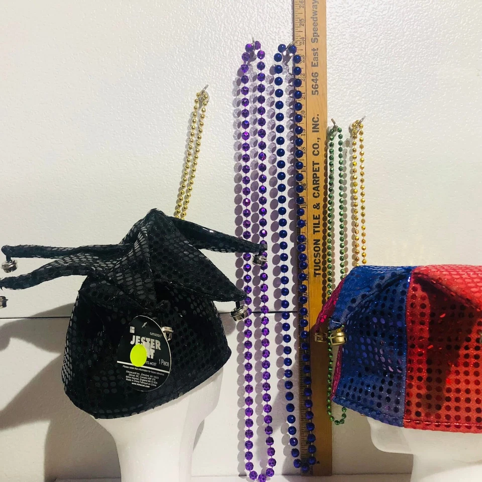 Kit Mardi Gras (2) sombreros bufón (5) cuentas talla única para la mayoría Foto 4 de 4