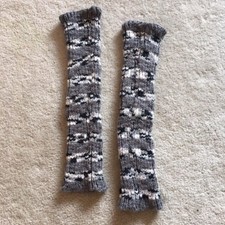 Gray Knit Leg Warmers White Speckles Pattern Socks Accessories Winter Travel