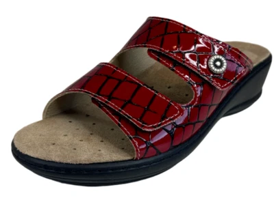 Rohde Damen Pantoletten Sandalen Hausschuhe Schuhe Rot Lack 5753 - Größe 35 36