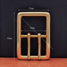 BIG HEAVY DUTY SOLID BRASS MIDDLE BAR DOUBLE PIN BELT BUCKLE LEATHERCRAFT BUCKLE