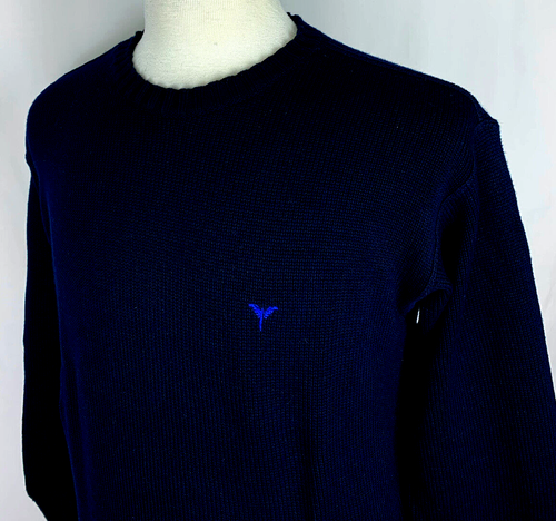 VTG CARLO COLUCCI Mens SIZE 52 (L) Midnight Blue Pullover Crewneck Knit Sweater - Picture 5 of 7