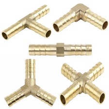 Brass Straight Cross Y, L,T, Tee 3 ways Pipe Hose Joiner Barb Connector Air Fuel