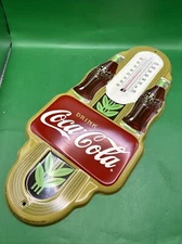 Coca Cola Double Bottle Embossed Advertising Thermometer Vintage Antique 2003