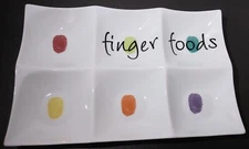 Fitz & Floyd Color Fingerprints Finger Foods Party Platter Tray Sections