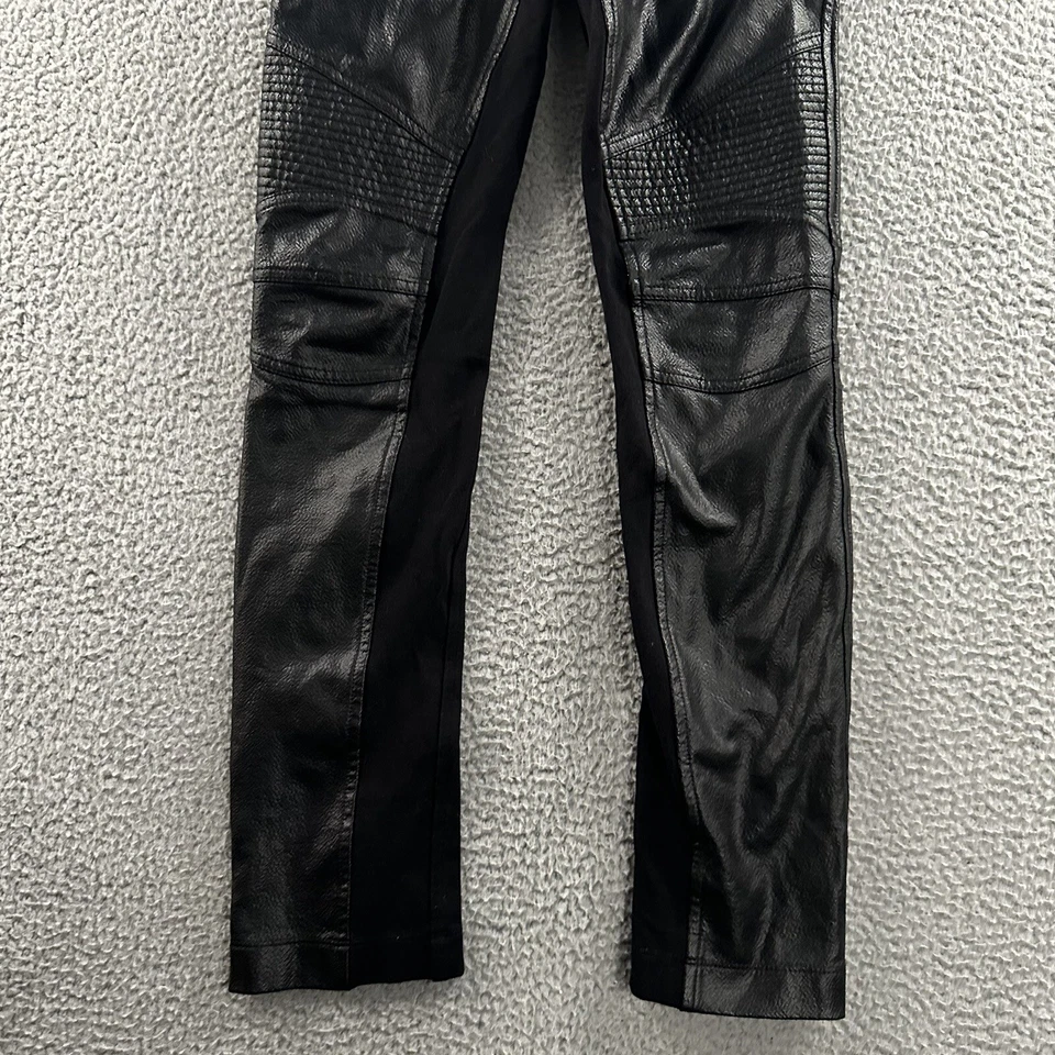 Pantalones para mujer BCBGMAXAZRIA negros pequeños moto leggings imitación cuero mezcla de poliéster Foto 3 de 4