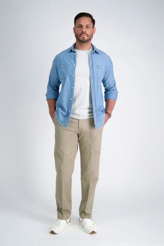 Herren Haggar Fleckenabweisend/Faltenfrei/Classic Fit Freedom Khaki 33-34Wx29,5L - Bild 5 von 6