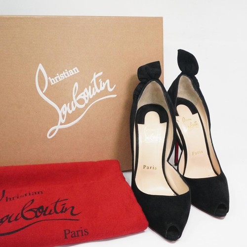 Christian Louboutin BARBARA 120 SUEDE BALCK RIBBON OPEN TOE size 37 used JP!!!!! - Picture 17 of 20