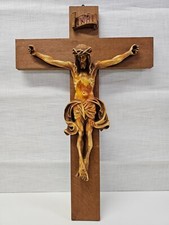 KRUZIFIX - EICHENHOLZ WANDKREUZ - JESUS CHRISTUS KREUZ - CORPUS CHRISTI MASSE