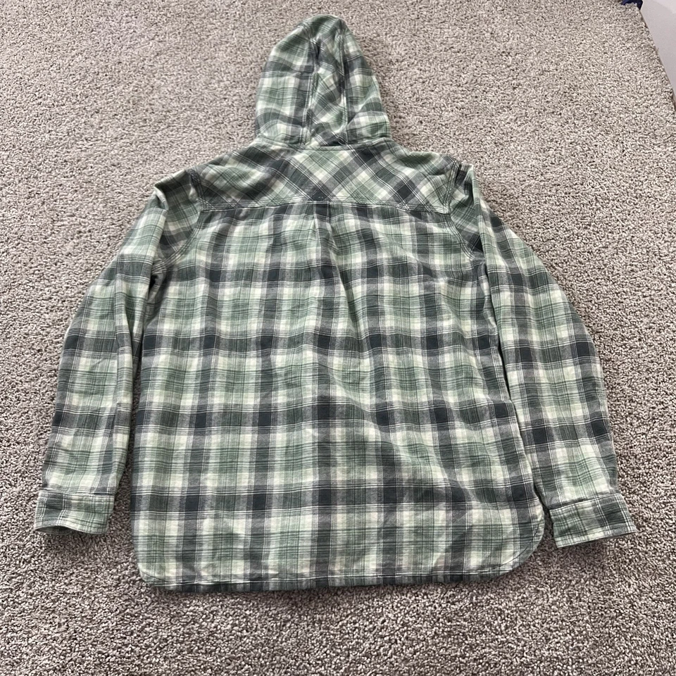 Винтажный свитшот Carhartt Shacket для мальчиков размер XL зеленый клетчатый фланелевый 16/18 для улицы - Изображение 2 из 4