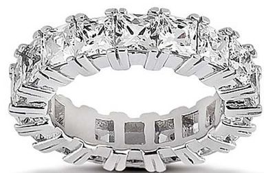 4.73 carat Princess Cut Diamond Wedding Band Eternity Ring F color VS clarity