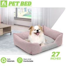 Fluffy Plush Soft Washable Pet Puppy Calming Bed Rectangle Sleeping Kennel Nest