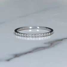 Round Cut Simulated Diamond 14k White Gold Plated Women's Classy Fancy Band Ring