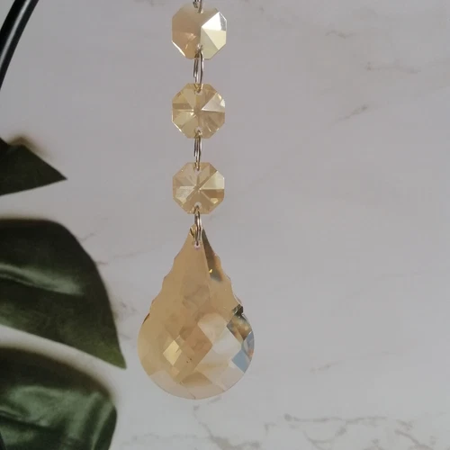 12Pcs 50mm Champagne Matching Teardrop Chandelier Crystals Ornaments Suncatcher - Picture 1 of 6