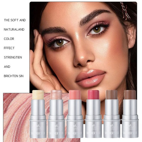 6 Colors Cheek Lip Tinted Moistured Blush Stick Eyes Cheek Lip Brighten Cream - Picture 6 of 26
