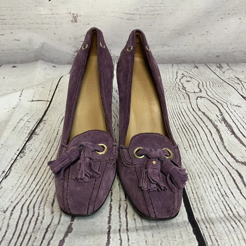 Zapatos de salón The Original Car para mujer 37EU 6.5US púrpura gamuza borla tacón Foto 2 de 4