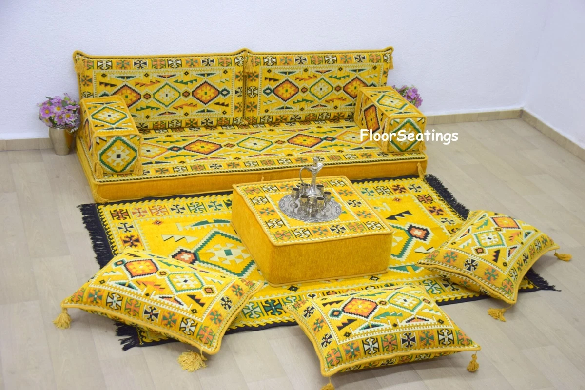 Arabic Floor Seating Sofa Set, Meditation Yoga Sofa, Bohemian