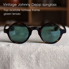 Round Johnny Depp sunglasses arts men's tortoise glasses green loop sunglasses