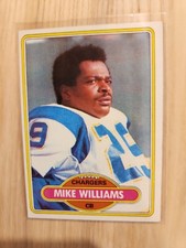 1980 Mike Williams Chargers Topps Card 8 Free Shipping