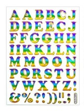 A-Z Stickers 12 Sheets Colorful Alphabet Letters Self-Adhesive Glitter