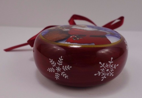 Adorno de Copo de Nieve de Papá Noel Borgoña Redondo Plano Delantero Trasero Borgoña Cinta Colgador - Imagen 3 de 6