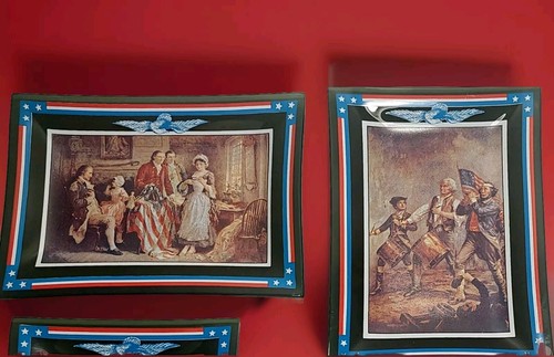 Lot of 4 Vtg Spirit Of '76 America USA Glass Plates Ashtray Houze Art Souvenir - Picture 14 of 15