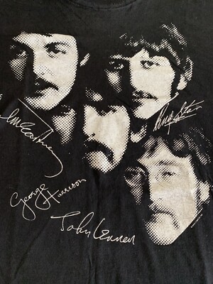 Vintage Beatles faces with factory signatues 1987 t shirt. Tag 