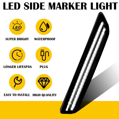 2x Front L/R White LED Side Marker Lamp Lamp Smoked Fit 2010-2014 Ford Mustang - Picture 13 of 15