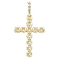 "10K Gelbgold Rund Diamant Statement Cluster KreuzanhäNger 2.70 \" Charm 2 Karat"