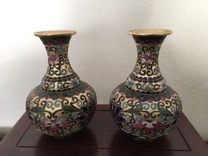 Pair of Chinese Cloisonné Enamel Copper Vase