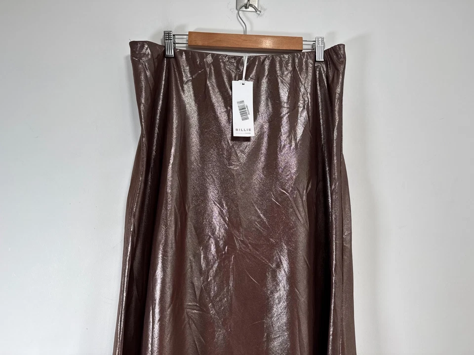George Billie Faiers Skirt Womens UK 16 Bronze Shimmer Midi Long Pull On - Image 2 of 4