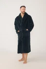 Mens Contare Sizes S-7XL Charcoal Black Winter Fleece Dressing Gown Bath Robe –