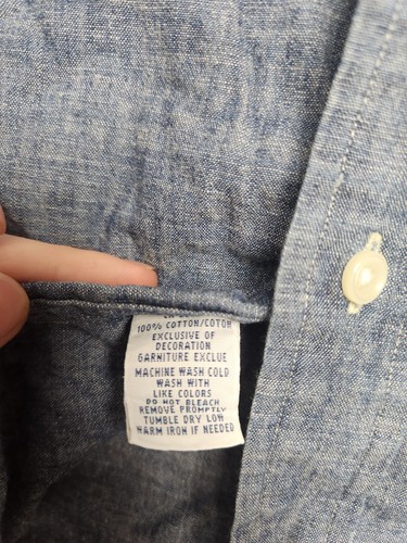Ralph Lauren Shirt Mens Medium Blue Chambray Denim Pony Logo Button Up Collared - Picture 4 of 7
