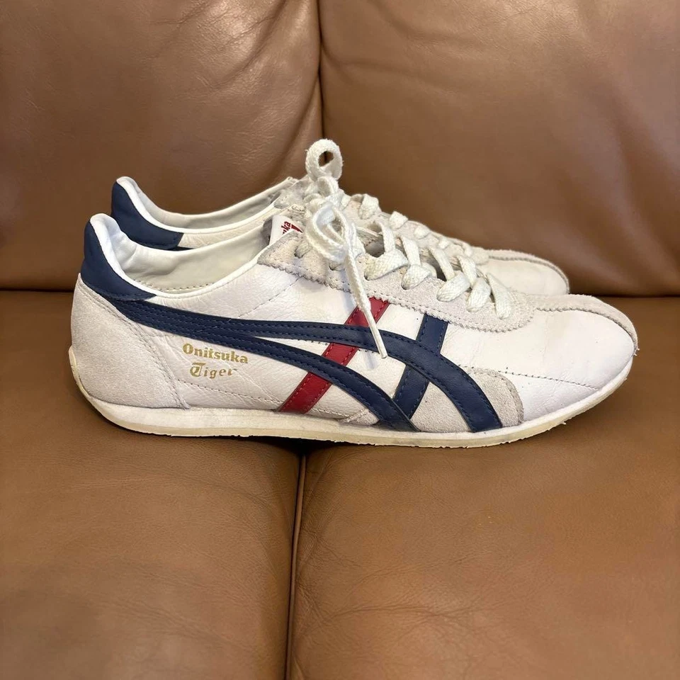 Tênis Onitsuka Tiger RUNSPARK Branco Azul Vermelho Feminino US7.5 / JP24.5 EX - Imagem 4 de 4