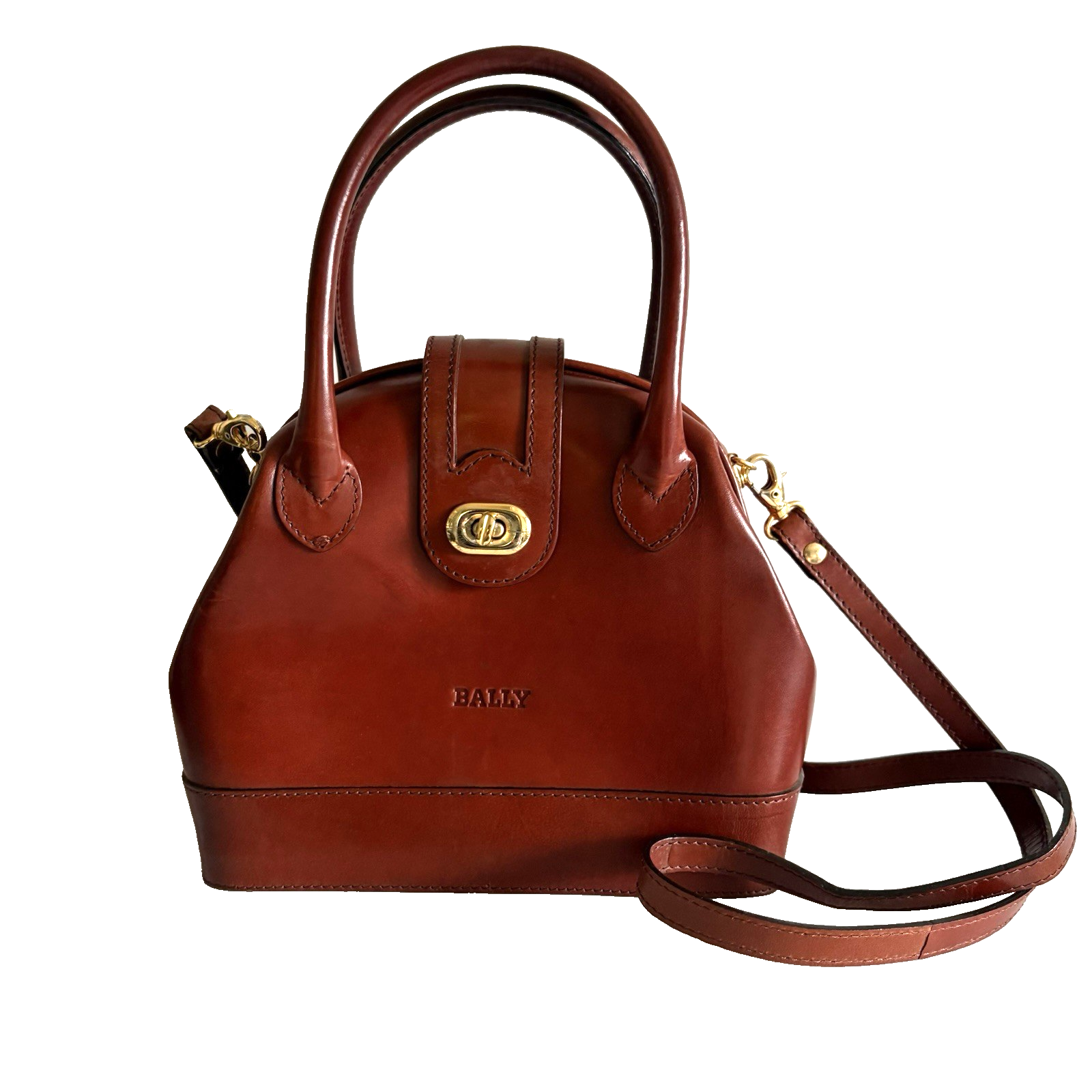 Authentic Bally Hand Bag 2way Brown Leather Formal 0837