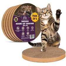 Scratch and Spin Cat Scratcher Pads for Active Play, Natural Recycled Corruga...