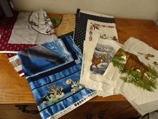 Vtg lot 5 cotton fabric panels&partials Animals Western Ducks Sealife