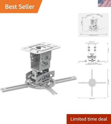 Durable Universal Projector Ceiling Mount with 360-Degree Swivel - Quick Install