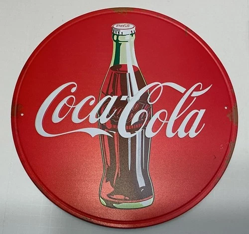 Round Red Coca-Cola Tin Sign 12"x12" Vintage Style