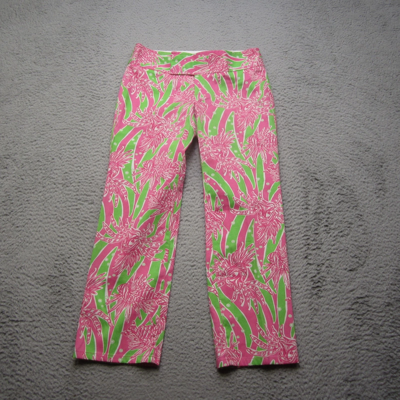 Lilly Pulitzer Pants Womens 0 Pink Bailey Capri Print Stretch Preppy Beach