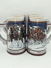 Budweiser Anheuser Busch 1989 Collector Series Hand Crafted Steins 26oz Set of 6