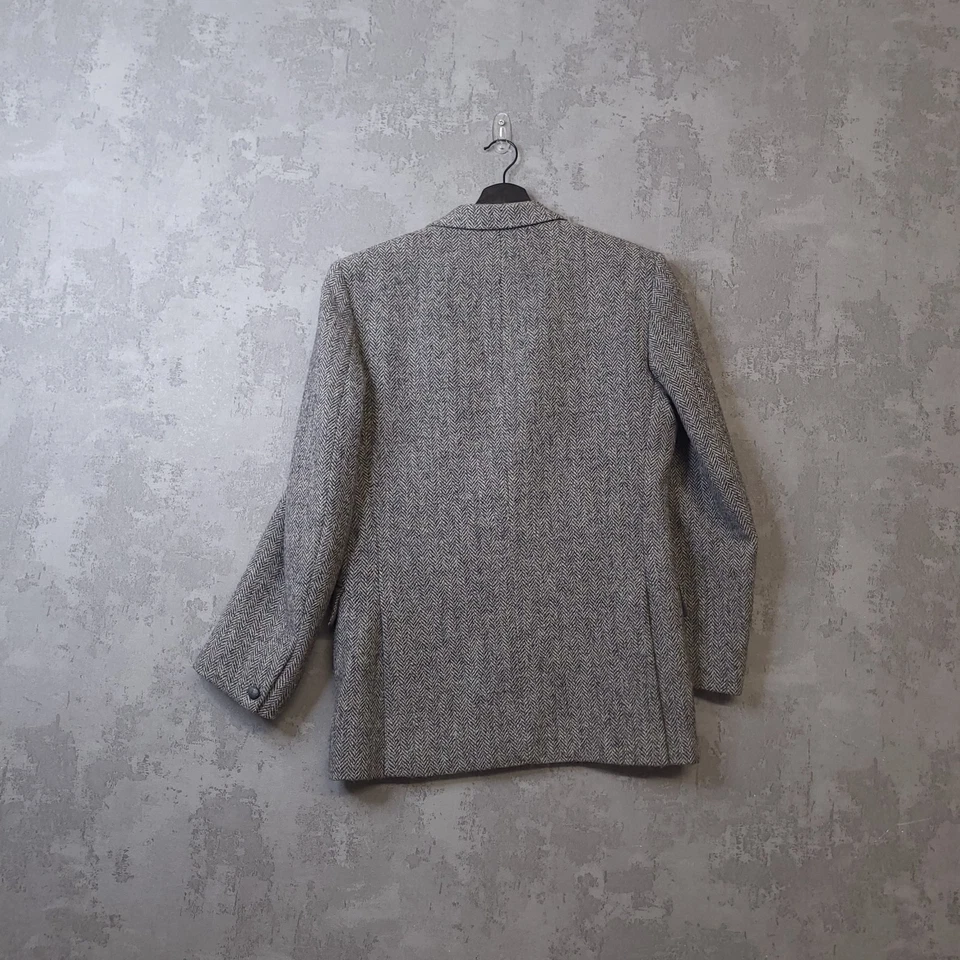 Dunn & Co Harris Tweed Blazer Men's 36S Grey Wool Herringbone Jacket - Image 2 of 4