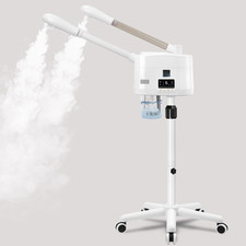 2 in 1 Hot and Cold Facial Steamer,Professional Face Steamer on Wheels for Beaut